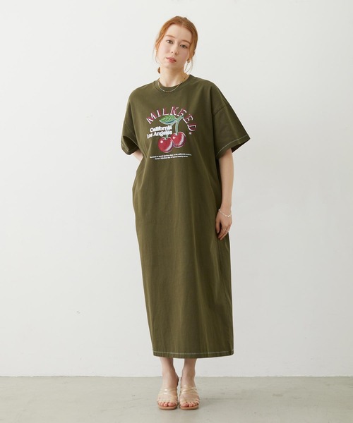 MILKFED.(ミルクフェド)の「RETRO CHERRY DRESS(ワンピース・レディース・オートミール/ブラック/オリーブ・ONE SIZE)」の16枚目の写真