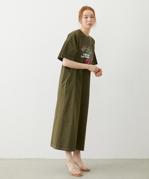 MILKFED.(ミルクフェド)の「RETRO CHERRY DRESS(ワンピース・レディース・オートミール/ブラック/オリーブ・ONE SIZE)」の17枚目の写真
