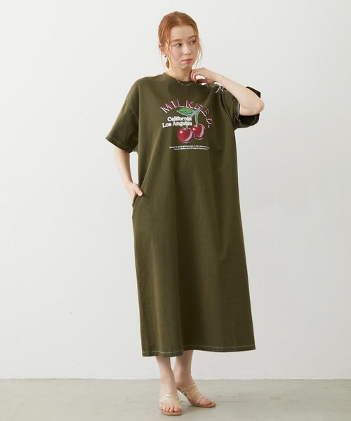 MILKFED.(ミルクフェド)の「RETRO CHERRY DRESS(ワンピース・レディース・オートミール/ブラック/オリーブ・ONE SIZE)」の20枚目の写真