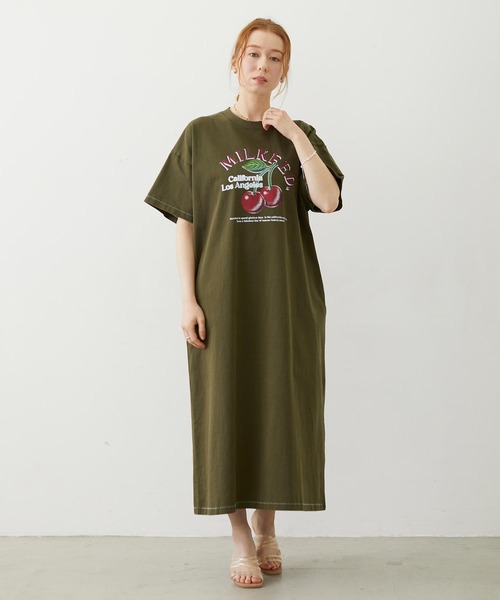 MILKFED.(ミルクフェド)の「RETRO CHERRY DRESS(ワンピース・レディース・オートミール/ブラック/オリーブ・ONE SIZE)」の21枚目の写真