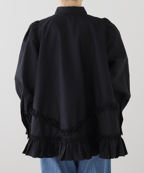 crinkle crinkle crinkle frill hem long sleeve shirts CC-4503