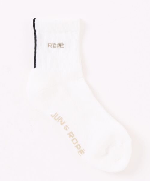 JUN&ROPE'（ジュンアンドロペ）の「ライン入りミドルソックス（ソックス/靴下・レディース・グレー/ブラック/ホワイト/ホワイト系その他・FREE）」の2枚目の写真
