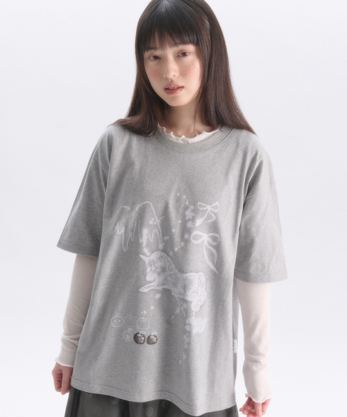 ambler(エムブラー)の「A Horse Neighs グラフィック半袖Tシャツ AS1303 (メランジ)(Tシャツ/カットソー・レディース・その他・SMALL/MEDIUM)」の3枚目の写真