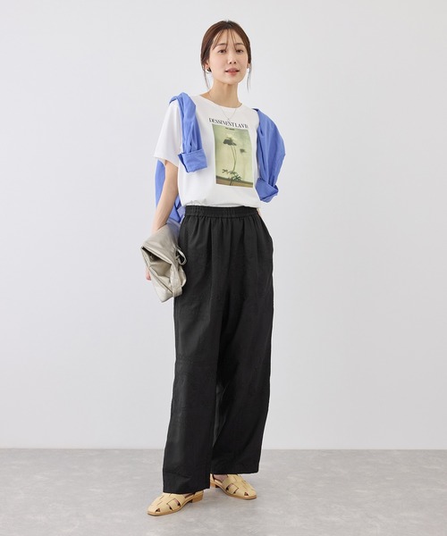 ROPE' PICNIC（ロペピクニック）の「スクエア刺繍イージーワイドパンツ（その他パンツ・レディース・ブラック/ダークブラウン/ホワイト・M/S）」の5枚目の写真