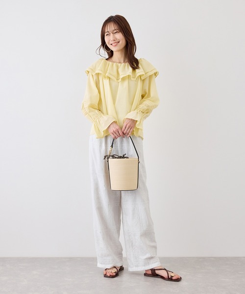 ROPE' PICNIC（ロペピクニック）の「スクエア刺繍イージーワイドパンツ（その他パンツ・レディース・ブラック/ダークブラウン/ホワイト・M/S）」の8枚目の写真