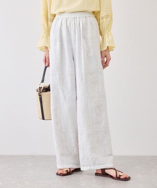 ROPE' PICNIC（ロペピクニック）の「スクエア刺繍イージーワイドパンツ（その他パンツ・レディース・ブラック/ダークブラウン/ホワイト・M/S）」の10枚目の写真