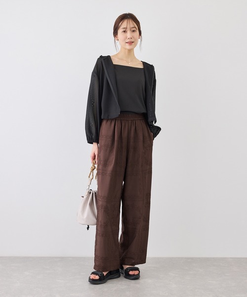 ROPE' PICNIC（ロペピクニック）の「スクエア刺繍イージーワイドパンツ（その他パンツ・レディース・ブラック/ダークブラウン/ホワイト・M/S）」の12枚目の写真