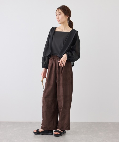 ROPE' PICNIC（ロペピクニック）の「スクエア刺繍イージーワイドパンツ（その他パンツ・レディース・ブラック/ダークブラウン/ホワイト・M/S）」の14枚目の写真