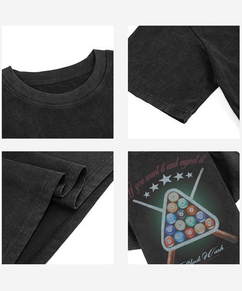 Ressaca(レサーカ)の「オーバーサイズピグメント加工ビリヤードプリントTシャツ(Tシャツ/カットソー・メンズ・ブルー/ブラック・XL/L/M)」の5枚目の写真