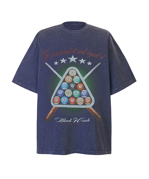 Ressaca(レサーカ)の「オーバーサイズピグメント加工ビリヤードプリントTシャツ(Tシャツ/カットソー・メンズ・ブルー/ブラック・XL/L/M)」の7枚目の写真