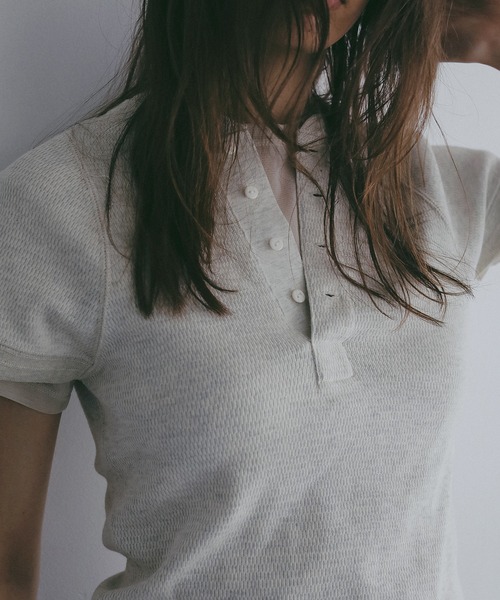 MANOF(マノフ)の「FAITH×MANOF THERMAL HENLY TEE(Tシャツ/カットソー・レディース・オートミール/ピンク/チャコールグレー・F)」の10枚目の写真