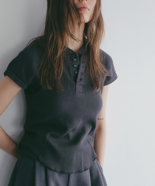 MANOF(マノフ)の「FAITH×MANOF THERMAL HENLY TEE(Tシャツ/カットソー・レディース・オートミール/ピンク/チャコールグレー・F)」の12枚目の写真