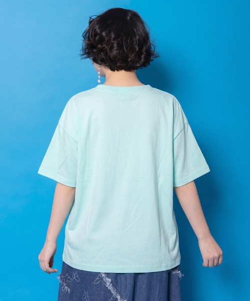ScoLar(スカラー)の「161646:天日干しアニマルぬい刺繍Tシャツ(Tシャツ/カットソー・レディース・オフホワイト/ブラック/グリーン・M)」の12枚目の写真