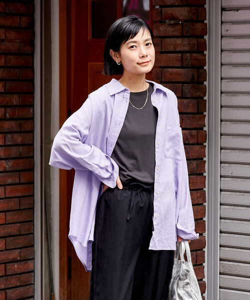 FREAK'S STORE(フリークスストア)の「リネンブレンド シャツ<セットアップ対応>(シャツ/ブラウス・レディース・ナチュラル/その他1/ラベンダー/ネイビー/レッド/ブラウン・フリ-)」の4枚目の写真