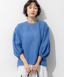 LIBECOリネン ボリュームスリーブ ブラウス