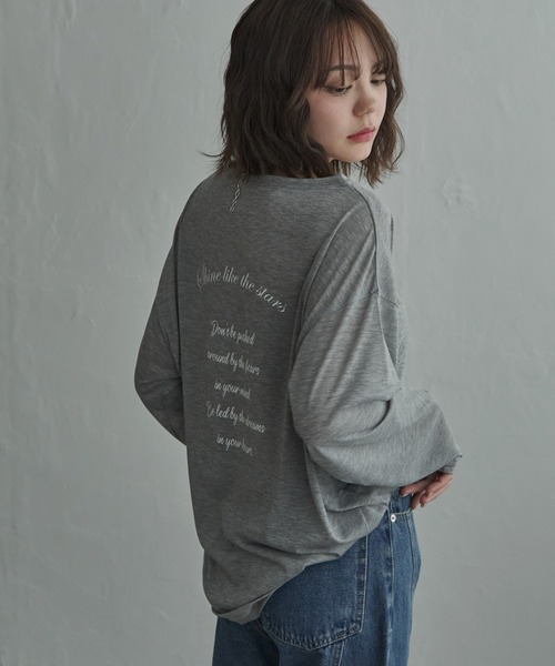 notch.(ノッチ)の「シアープリントオーバーサイズロンT(Tシャツ/カットソー・レディース・ブラック/オフホワイト/グレー・M)」の2枚目の写真