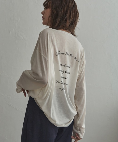 notch.(ノッチ)の「シアープリントオーバーサイズロンT(Tシャツ/カットソー・レディース・ブラック/オフホワイト/グレー・M)」の1枚目の写真
