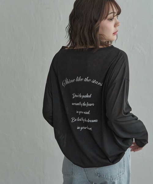 notch.(ノッチ)の「シアープリントオーバーサイズロンT(Tシャツ/カットソー・レディース・ブラック/オフホワイト/グレー・M)」の3枚目の写真
