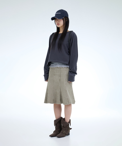 PORTERNA（ポルテナ）の「ROUGH CUTTING RAGLAN OFF-SHOULDER-3COLOR（Tシャツ/カットソー・レディース・ライトグレー/ブラック/チャコール・OS）」の5枚目の写真