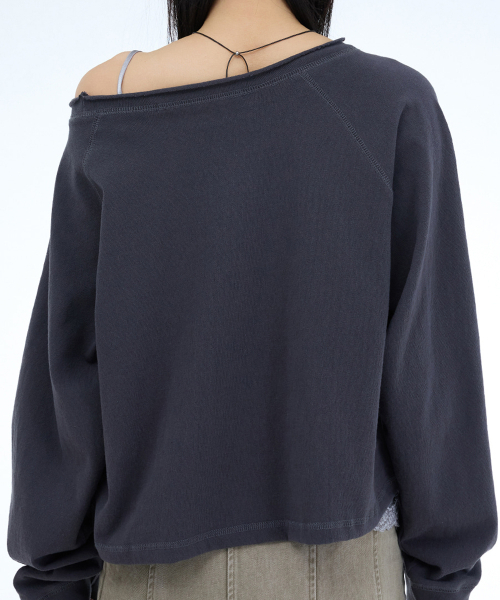 PORTERNA（ポルテナ）の「ROUGH CUTTING RAGLAN OFF-SHOULDER-3COLOR（Tシャツ/カットソー・レディース・ライトグレー/ブラック/チャコール・OS）」の14枚目の写真