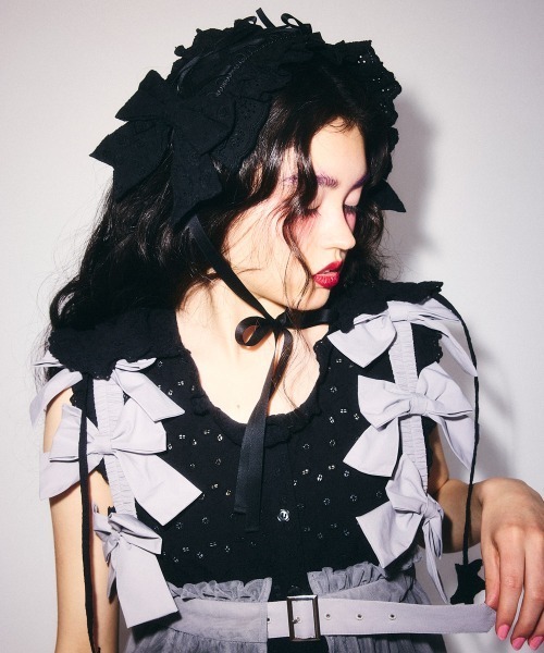 Candy Stripper(キャンディストリッパー)の「MISSING YOU RIBBON TULLE ハーネス(ジャンパースカート・レディース・ライトブルー/ブラック/グレー/ホワイト・FREE)」の10枚目の写真