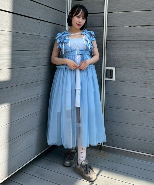 Candy Stripper(キャンディストリッパー)の「MISSING YOU RIBBON TULLE ハーネス(ジャンパースカート・レディース・ライトブルー/ブラック/グレー/ホワイト・FREE)」の20枚目の写真