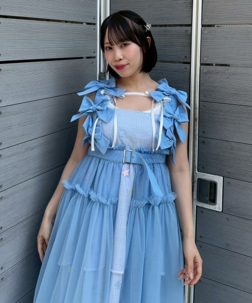 Candy Stripper(キャンディストリッパー)の「MISSING YOU RIBBON TULLE ハーネス(ジャンパースカート・レディース・ライトブルー/ブラック/グレー/ホワイト・FREE)」の18枚目の写真