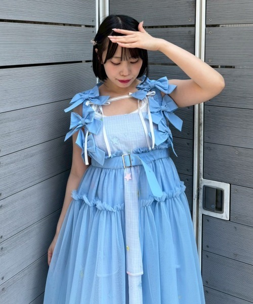 Candy Stripper(キャンディストリッパー)の「MISSING YOU RIBBON TULLE ハーネス(ジャンパースカート・レディース・ライトブルー/ブラック/グレー/ホワイト・FREE)」の17枚目の写真