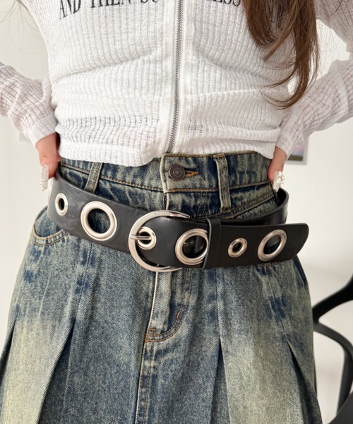 WEGO(ウィゴー)の「WEGO/ハトメ太ベルト(ベルト・レディース・ブラック・FREE)」の3枚目の写真