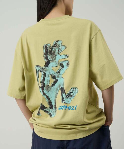 Gramicci(グラミチ)の「ICE SCULPTURE TEE / アイススカルプチャーTシャツ Gramicci グラミチ(Tシャツ/カットソー・メンズ・オレンジ系その他/ホワイト/ライム・M/L/S/XL/XXL)」の1枚目の写真