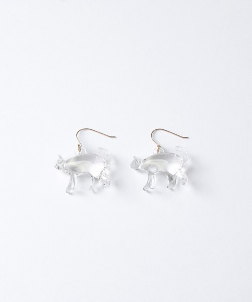 HARIO Lampwork Factory(ハリオランプワークファクトリー)の「ピアス ネコ Walking(ピアス(両耳用)・レディース・クリア・FREE)」の2枚目の写真