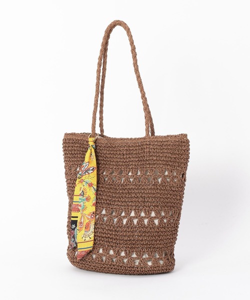 GLOBAL WORK(グローバルワーク)の「手編みペーパーBAG/651445(トートバッグ・レディース・ダークブラウン/ベージュ/ブラック・FREE)」の1枚目の写真