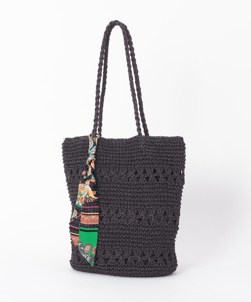 GLOBAL WORK(グローバルワーク)の「手編みペーパーBAG/651445(トートバッグ・レディース・ダークブラウン/ベージュ/ブラック・FREE)」の2枚目の写真