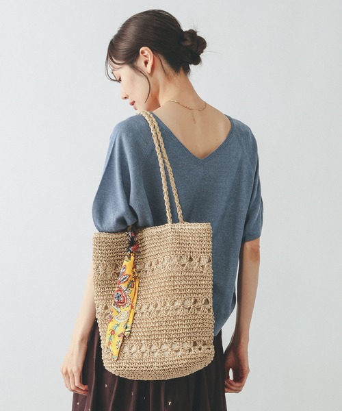 GLOBAL WORK(グローバルワーク)の「手編みペーパーBAG/651445(トートバッグ・レディース・ダークブラウン/ベージュ/ブラック・FREE)」の7枚目の写真