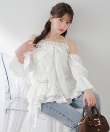 【2way】ドロップデザインオフショルチュニック