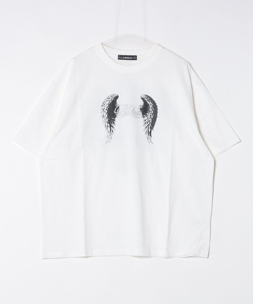 A'GEM9(エージェムナイン)の「A'GEM/9 × .kom 『A'GEM/9/エージェムナイン』 フェザー×クロスTシャツ(Tシャツ/カットソー・レディース・ホワイト/ブラック/グレー・FREE)」の15枚目の写真