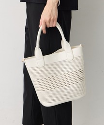 A/C DESIGN BY ALPHA CUBIC | パンチング合皮2WAYトートバッグ【ポーチ付き・ショルダーストラップ取り外し可能】(トートバッグ)