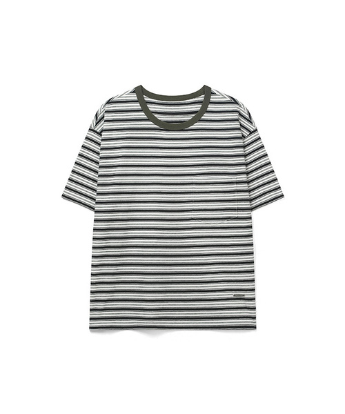 COSTUME O’CLOCK(コスチュームオクロック)の「ストライプセミクロップショートスリーブTシャツ2COLORCOOSTS263(Tシャツ/カットソー・メンズ・ブラウン/カーキ・MEDIUM/LARGE/X-LARGE)」の2枚目の写真
