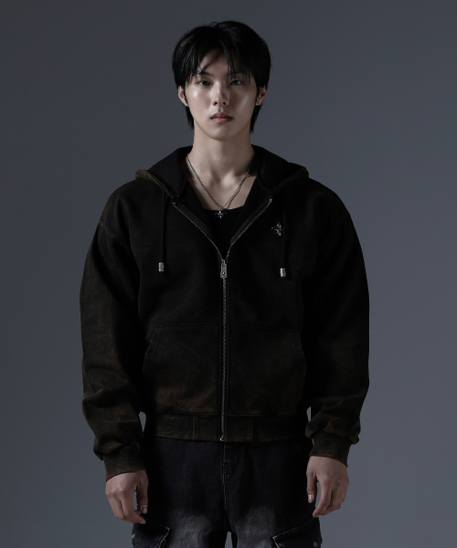 CARMID（カミド）の「アンティークピグメントクロップフードジップアップ[ブラウン]（パーカー・メンズ・その他・1/2/3）」の2枚目の写真