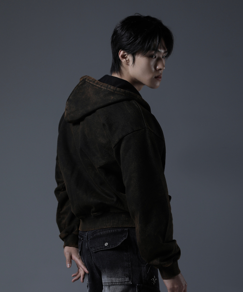 CARMID（カミド）の「アンティークピグメントクロップフードジップアップ[ブラウン]（パーカー・メンズ・その他・1/2/3）」の7枚目の写真
