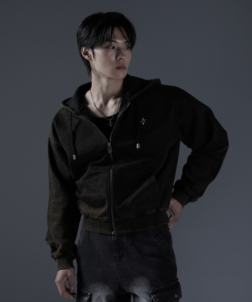 CARMID（カミド）の「アンティークピグメントクロップフードジップアップ[ブラウン]（パーカー・メンズ・その他・1/2/3）」の10枚目の写真
