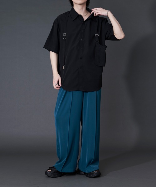 Ellno Loset（エルノロゼット）の「サスペンダーアシメデザインシャツ（シャツ/ブラウス・メンズ・ブラック/オフホワイト・LARGE/MEDIUM）」の22枚目の写真
