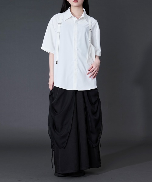 Ellno Loset（エルノロゼット）の「サスペンダーアシメデザインシャツ（シャツ/ブラウス・メンズ・ブラック/オフホワイト・LARGE/MEDIUM）」の18枚目の写真