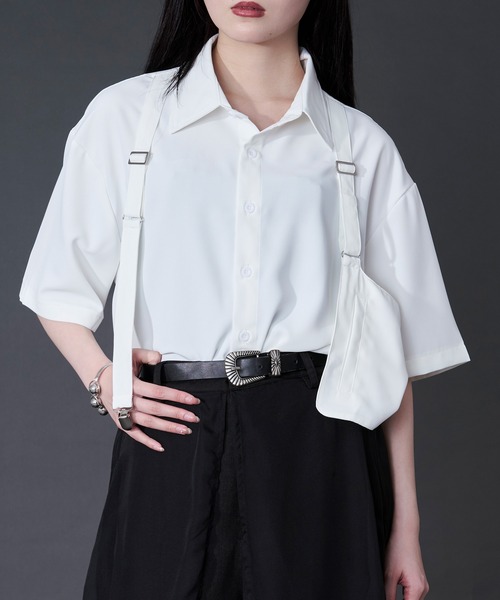 Ellno Loset（エルノロゼット）の「サスペンダーアシメデザインシャツ（シャツ/ブラウス・メンズ・ブラック/オフホワイト・LARGE/MEDIUM）」の10枚目の写真
