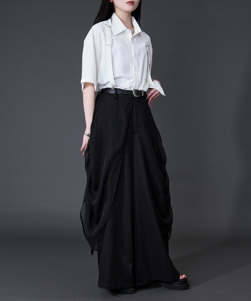 Ellno Loset（エルノロゼット）の「サスペンダーアシメデザインシャツ（シャツ/ブラウス・メンズ・ブラック/オフホワイト・LARGE/MEDIUM）」の17枚目の写真
