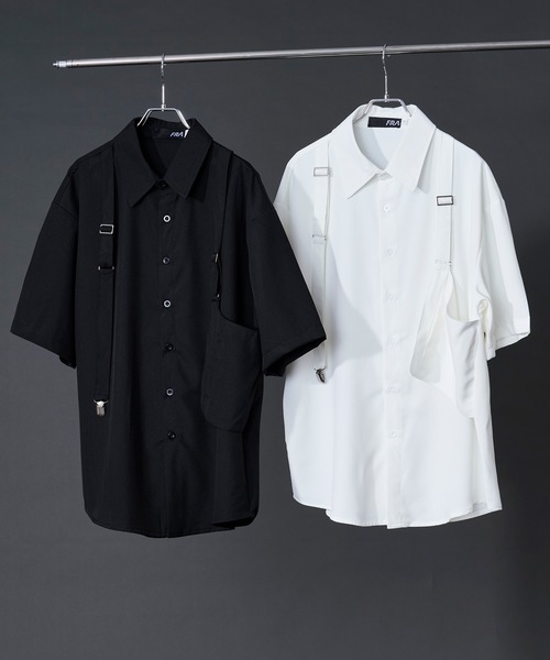 Ellno Loset（エルノロゼット）の「サスペンダーアシメデザインシャツ（シャツ/ブラウス・メンズ・ブラック/オフホワイト・LARGE/MEDIUM）」の20枚目の写真