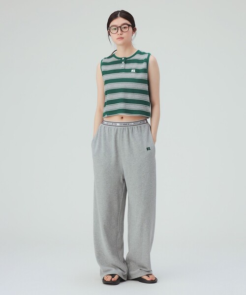 BEAMS HEART(ビームスハート)の「【EXCLUSIVE】RUSSELL ATHLETIC / ワッフル ボーダー ノースリーブ Tシャツ(Tシャツ/カットソー・レディース・グリーン/ネイビー・FREE)」の4枚目の写真