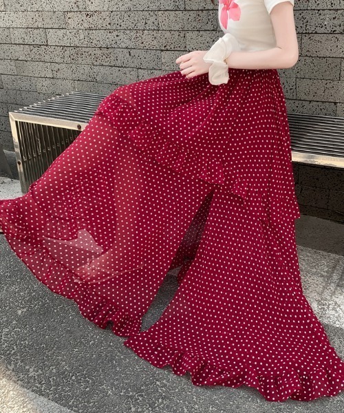 FAVORITO（ファヴォリート）の「ドットロングスカート（スカート・レディース・レッド/ブラック・F）」の10枚目の写真