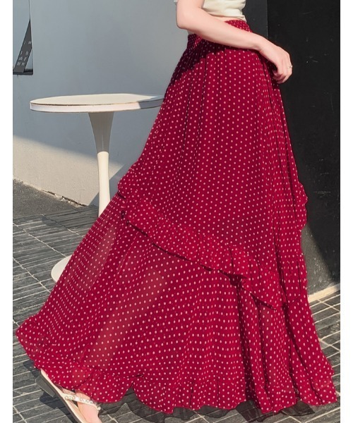 FAVORITO（ファヴォリート）の「ドットロングスカート（スカート・レディース・レッド/ブラック・F）」の12枚目の写真