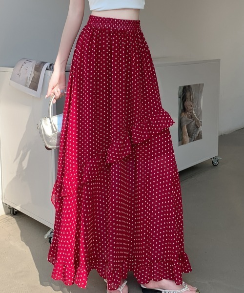 FAVORITO（ファヴォリート）の「ドットロングスカート（スカート・レディース・レッド/ブラック・F）」の16枚目の写真